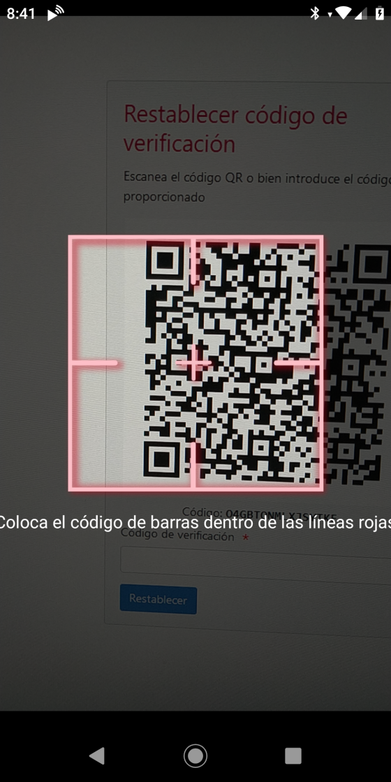 Ejemplo de escaneo de código QR desde Google Authenticator
